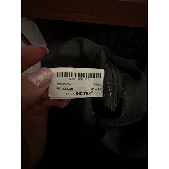 ZARA Black Round Neck Long Sleeves Wrinkled Fabric Open Back Midi Dress SzXL New - Picture 14 of 14